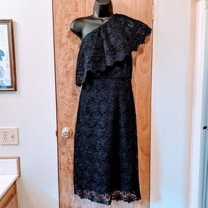*Host Pick* Nanette Lepore Navy One Shoulder Lace Sheath Dress